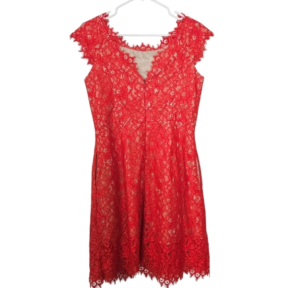 Shoshanna Floral Lace Dress Red Size 6 - Picture 3 of 9